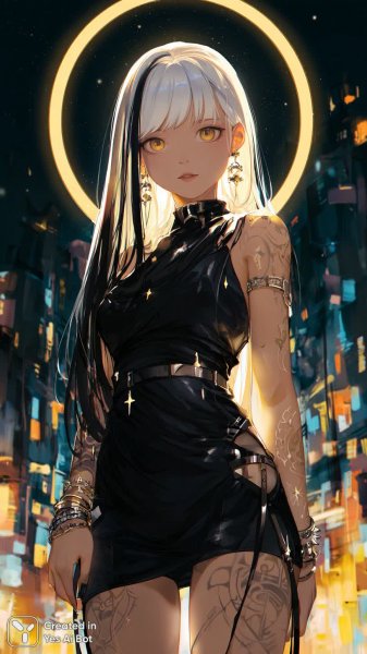 Готическая принцесса ночного города: звездный свет и золотое сияние. Нейросеть Миджорни