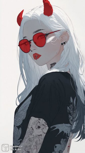 Демоническая девушка в готическом стиле с рогами и пирсингом. Генерация из нейронной сети Миджорни