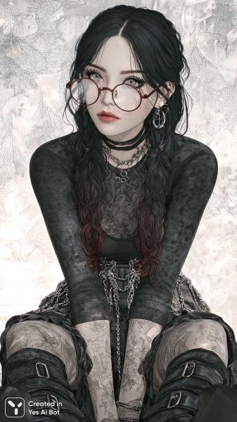 Готическая красота: дерзкий образ с яркими акцентами и таинственным взглядом. Нейросеть Midjourney