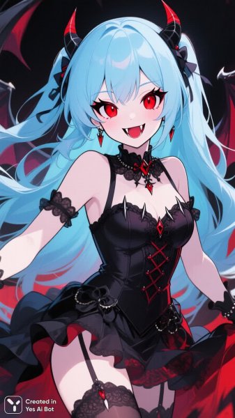 Загадочная вампирша: цифровое искусство в ярких тонах и смелой манере исполнения. Картинка из нейронной сети QWEN