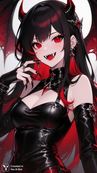 Загадочная вампирша в стиле аниме: красота, стиль и опасный взгляд. Картинка из нейросети Qwen Image
