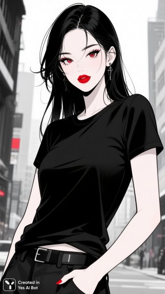 Модный образ: элегантность в черном и ярких деталях. Генерация из нейронной сети Qwen Image