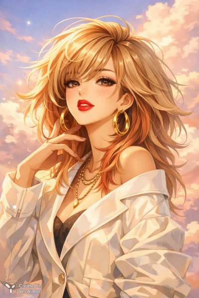 Девушка в объёмном свитере под лучами солнца и нежными облаками. Нейросеть Sora images Ai