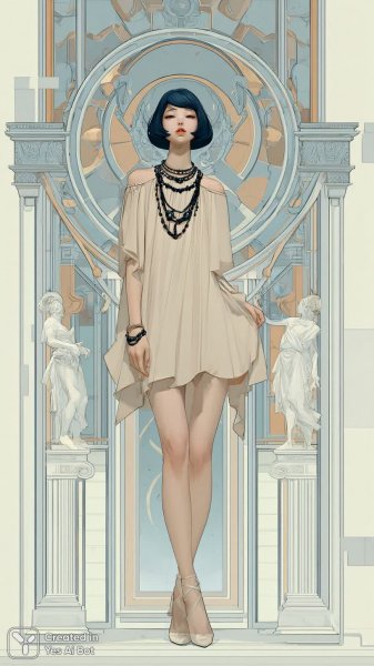 Элегантность и стиль: современная иллюстрация в пастельных тонах. Нейронная сеть Миджорни