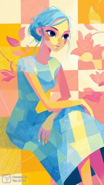 Яркая девушка в стиле модерн с акцентом на детали и необычный образ. Генерация из нейронной сети Midjourney