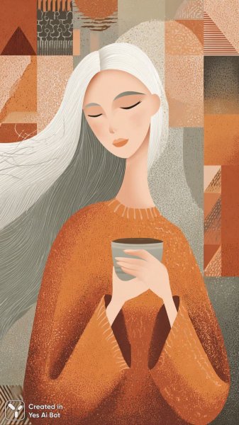 Девушка с серебристыми волосами в стиле минимализм и пастельных тонов. Изображение из нейронной сети Midjourney