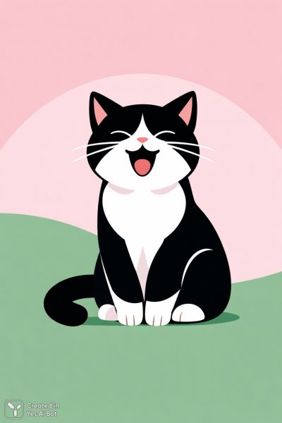 Минимализм с черным котом в пастельных тонах и мягкими формами. Изображение из нейросети Sora Ai Images