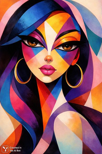 Яркий портрет женщины в стиле абстракции. Изображение из нейронной сети Sora Ai Images
