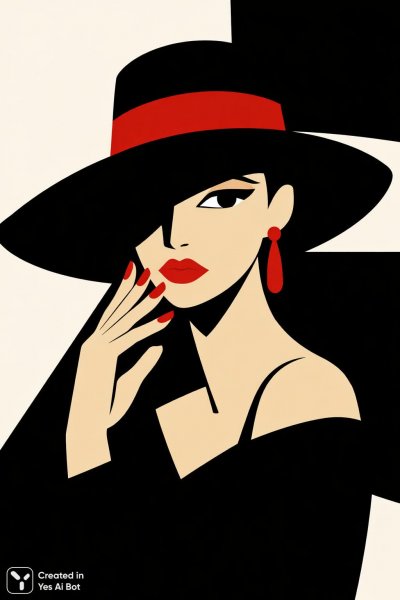 Черно-белая примитивистка с красными деталями. Генерация из нейронной сети Sora Ai Images