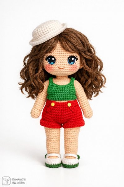 Кукла амігурукі у стилі бохо: яскрава зачіска та барвистий одяг. Нейронная сеть Sora Images