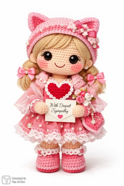 Вязаная кукла с сердцем: символ любви и нежности на День святого Валентина. Нейронная сеть Sora