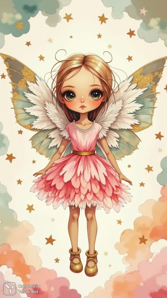 Волшебная фея в розовом платье и золотых туфельках. Изображение из нейронной сети Flux