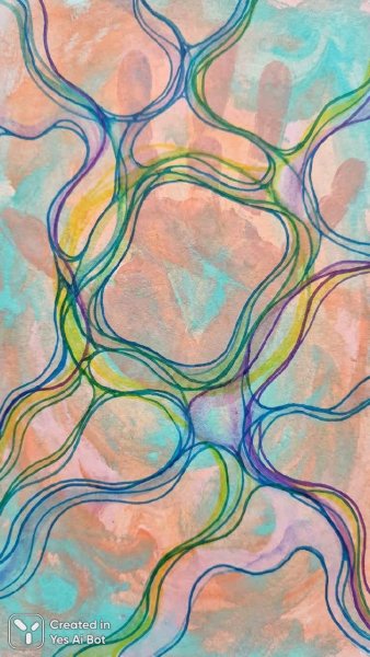 Нейрографика в ярких красках: абстрактные линии и мягкие формы в высоком разрешении. Картинка из нейронной сети Nano Banana