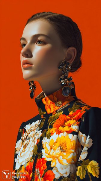 Яркий портрет: мода, графика и цветочные акценты. Генерация из нейронной сети Миджорни