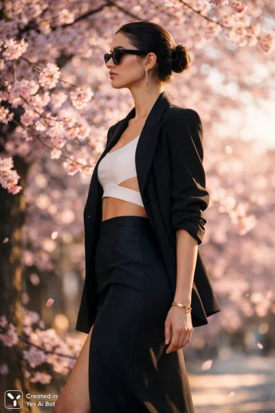 Нежная красота: прозрачность и цветущая весна в портретной съемке. Картинка из нейросети Sora