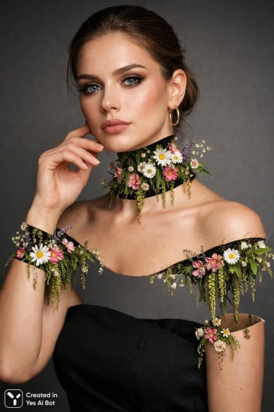 Женщина и украшения: завораживающая фотореалистичная композиция в студии. Изображение из нейросети Sora Ai Images