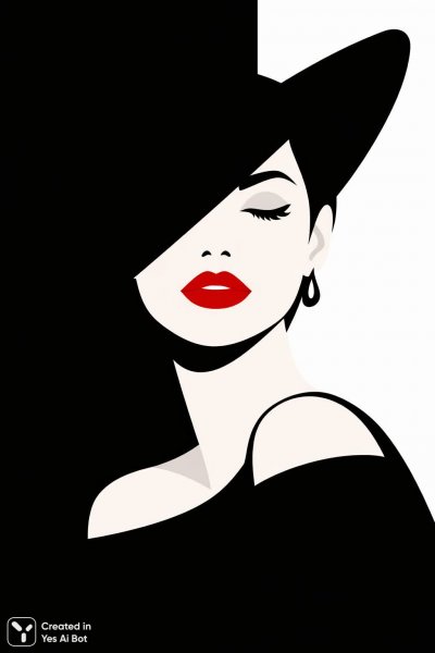 Элегантность и минимализм: портрет в черном головном уборе. Изображение из нейросети Sora Images