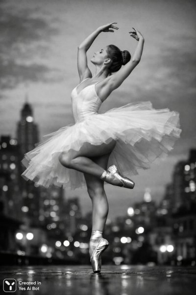 Изящный танец балерины в лучах заката. Генерация из нейронной сети Sora Images