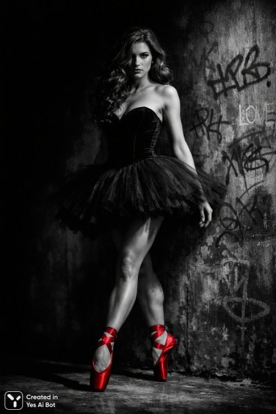 Танец теней и света: балерина в драматичном образе. Нейронная сеть Sora Images