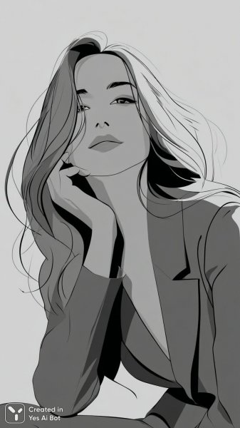 Женщина в бикини: минималистичный монохромный портрет с загадочным взглядом. Картинка из нейронной сети Миджорни