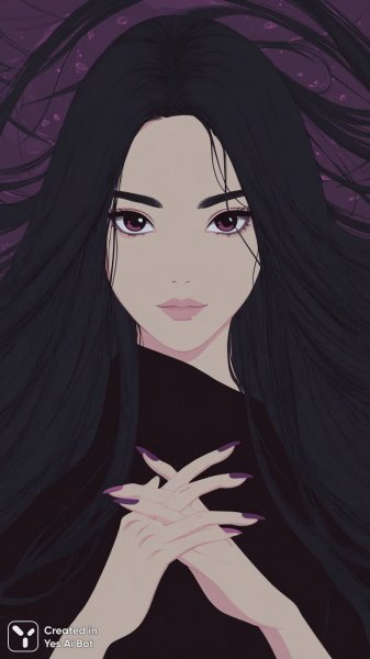 Загадочная вампирша в готическом стиле с алыми глазами и длинными черными волосами. Нейронная сеть Midjourney