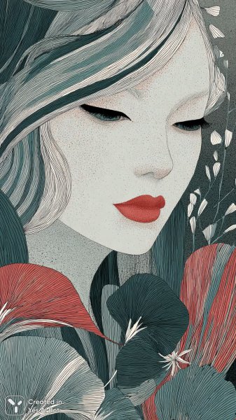 Загадочный образ: красота в красном и черно-белом контрасте. Нейронная сеть Midjourney