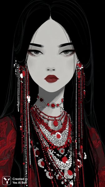 Загадочная красота: женщина в образе богини и роскошных украшениях. Генерация из нейросети Midjourney