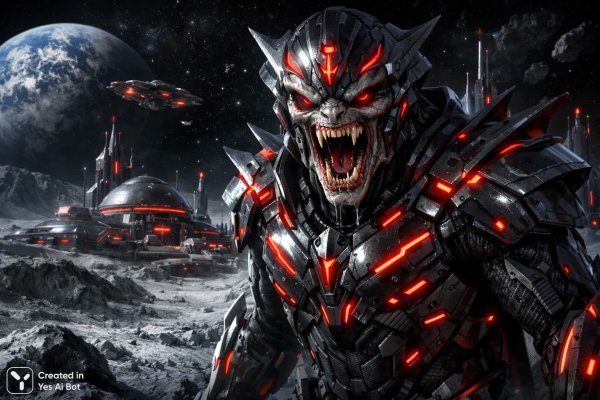 Пришелец с Луны: Неоновый кошмар в лунном пейзаже и базе врагов. Генерация из нейросети Sora