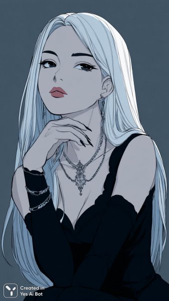 Вампирша-аниме в кожаном корсете с платиновыми волосами и пронзительным взглядом. Картинка из нейронной сети Миджорни