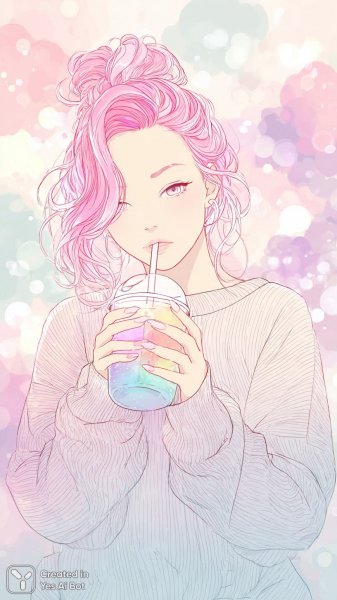 Яркая девушка в розовом с уютным настроением и пастельным фоном. Генерация из нейронной сети Миджорни