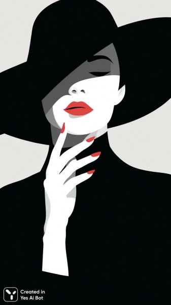 Минималистичный портрет: красный акцент на фоне черно-белой геометрии. Изображение из нейросети Миджорни