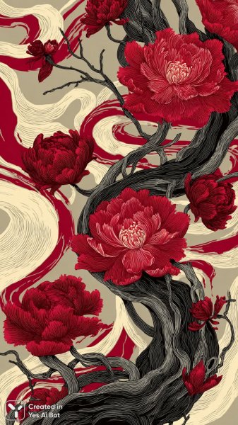 Яркий маскарад цветочных узоров и захватывающих визуальных иллюзий. Генерация из нейронной сети Midjourney