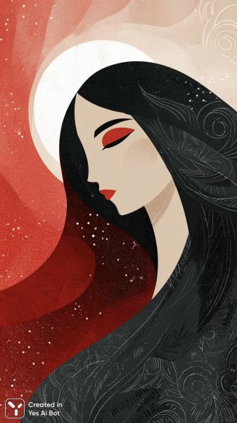 Элегантный образ с небесными элементами и графичным макияжем. Изображение из нейросети Midjourney