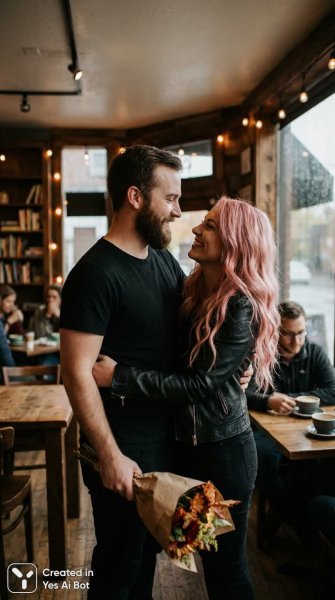 Нежная встреча в уютном кафе: фотореалистичная романтика и стиль. Нейросеть Нано Банана
