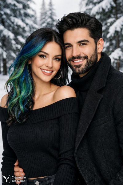 Зимнее фото: улыбка на фоне заснеженного леса. Нейросеть Sora