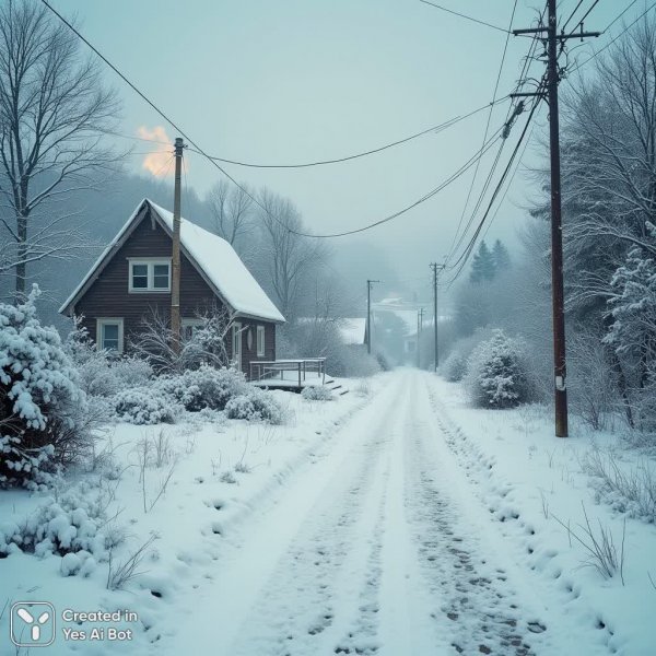 Заснеженная деревня: уединение и тишина зимнего дня. Генерация из нейросети Flux.1