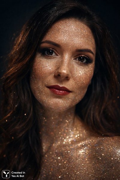 Сияние гламура: портрет в стиле бьюти-фотографии с эффектом мерцания и блеска. Генерация из нейронной сети Sora Image
