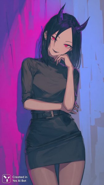 Яркая вампирка в стиле аниме: дерзкий взгляд и роковая красота. Изображение из нейросети Миджорни