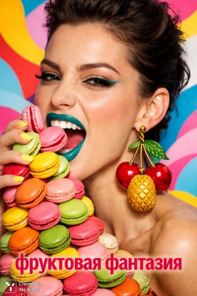 Яркая губа и макаронная башня: фруктовый взрыв в сюрреалистичном мире. Нейросеть Sora Image