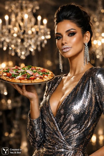 Роскошь и пицца: необычное сочетание вкусов и стиля. Изображение из нейронной сети Sora Image