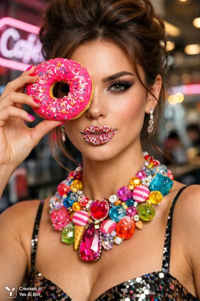 Сладкий шик: икона стиля в мире ярких десертов и моды. Картинка из нейронной сети Sora