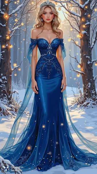 Изысканный портрет в зимней сказке: великолепие и стиль. Генерация из нейронной сети Flux 1