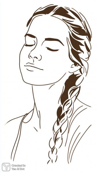 Спокойное лицо женщины в стиле минимализма и монохромной графики. Нейронная сеть Midjourney