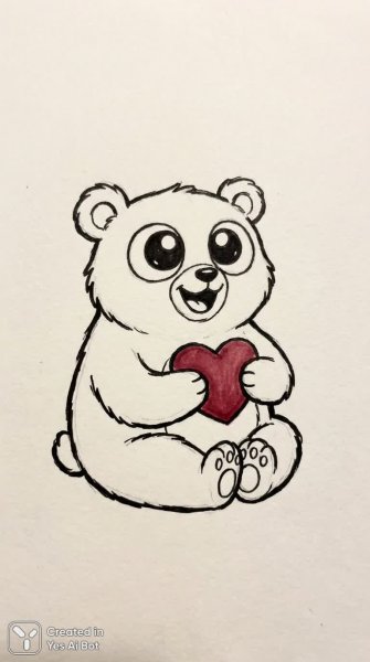 Милый медвежонок с сердцем: набросок в простом стиле. Изображение из нейросети Нано Банана