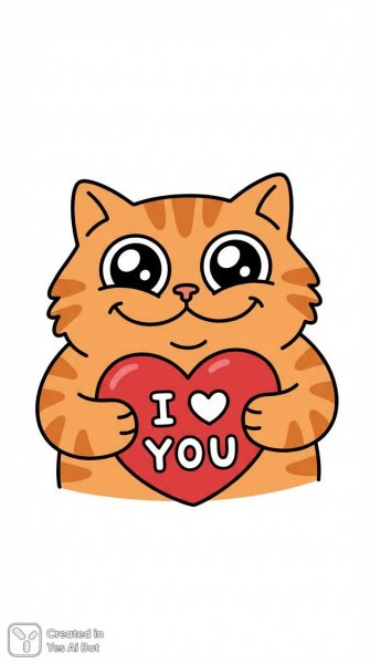 Очаровательный котёнок с любовью в сердце и широкой улыбкой. Изображение из нейронной сети Нано Банана