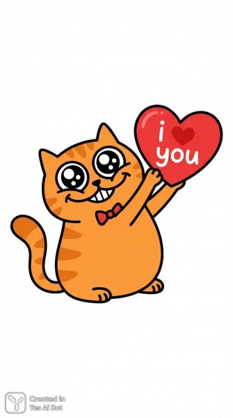 Очаровательный котенок с любовью в сердце. Картинка из нейросети Nano-Banana