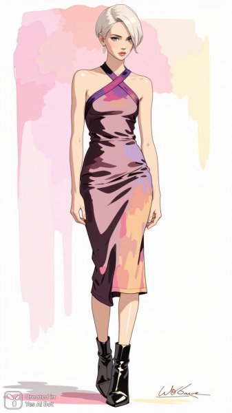 Элегантный образ в стильном платье и ботинках. Нейросеть Flux 1