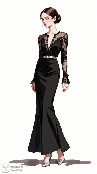 Изысканная элегантность: мозаика стиля и утонченности в вечернем образе. Нейросеть Flux Ai