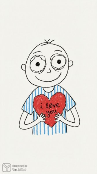 Очаровательный мальчик с сердцем и любовью. Генерация из нейронной сети Нано Банана