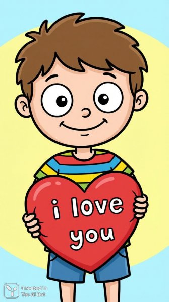 Мальчик с сердцем: яркое признание в любви в стиле аниме. Нейросеть Nano Banana